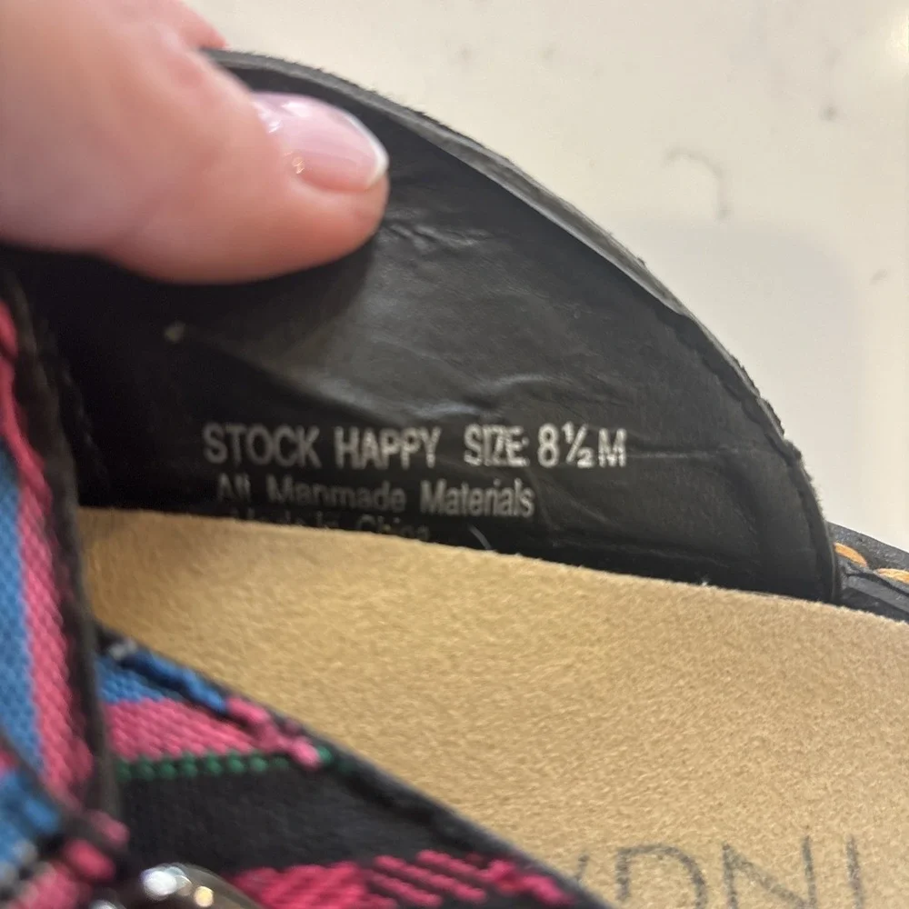 INGARO Happy SlipOn Clogs BuckleFabric Stripe Hippie Boho Comfort Women SZ 8.5 - Picture 8 of 10